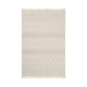 Tapis rectangulaire beige et écru à motifs géométriques - 1…