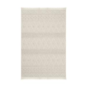 Tapis rectangulaire beige et écru à motifs géométriques - 1…