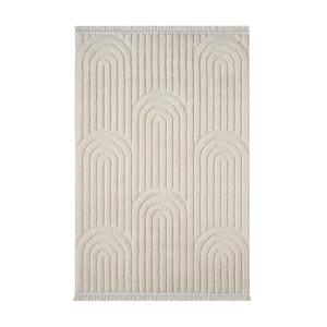Tapis rectangulaire crème à motifs abstraits creusés - 140x…
