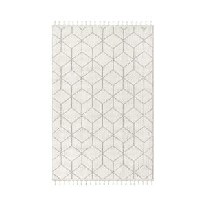 Tapis rectangulaire écru à motifs géométriques noirs - 100x…