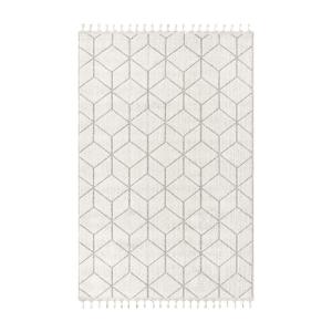 Tapis rectangulaire écru à motifs géométriques noirs - 120x…