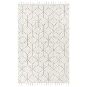 Tapis rectangulaire écru à motifs géométriques noirs - 160…