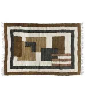 Tapis rectangulaire en coton avec motifs marrons et écrus 1…