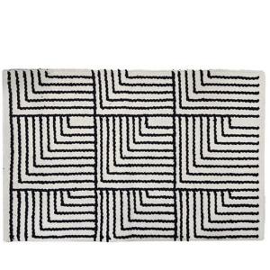 Tapis rectangulaire en coton avec motifs noirs et écrus 120…