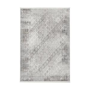 Tapis rectangulaire gris à motifs beiges et gris - 120x180…