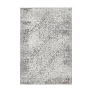 Tapis rectangulaire gris à motifs beiges et gris - 160 x 20…