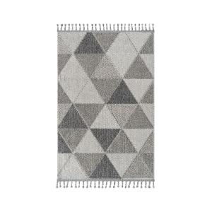 Tapis rectangulaire gris à motifs triangles - 100x150 cm