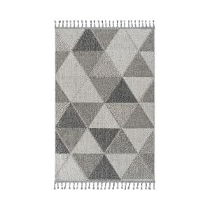 Tapis rectangulaire gris à motifs triangles - 120x180 cm