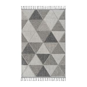 Tapis rectangulaire gris à motifs triangles - 160 x 200 cm