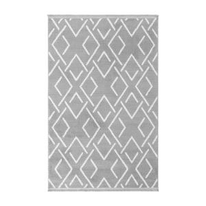 Tapis rectangulaire gris foncé à motifs écru - 120x180 cm