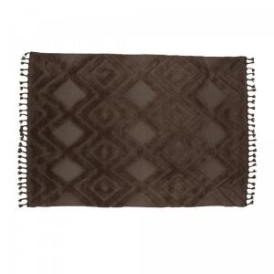 Tapis rectangulaire marron style bohème en laine 300cm