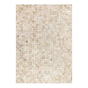 Tapis recyclé cuir éclats argentés blanc 120x170