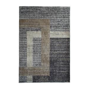 Tapis recyclé motif croisement gris noir 190X290