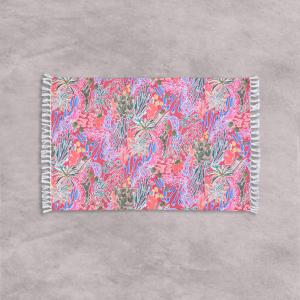 Tapis réversible en coton recyclé imprimé floral multicolor…