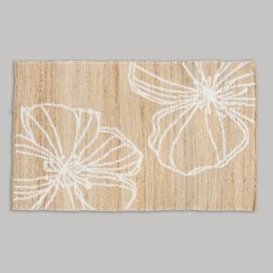 Tapis réversible en jute et laine tissé jacquard motif flor…