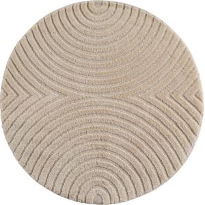 Tapis rond à motifs relief Arcs Beige 80x80cm