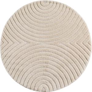 Tapis rond à motifs relief Arcs Crème 200x200cm