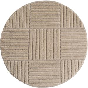 Tapis rond à motifs relief Damier Beige 120x120cm