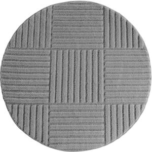 Tapis rond à motifs relief Damier Gris 80x80cm