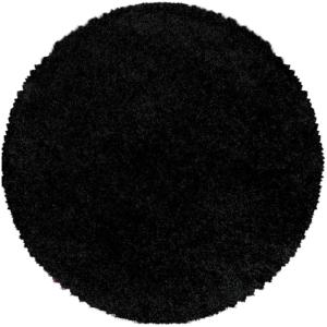 Tapis rond à poils longs doux noir 120x120cm