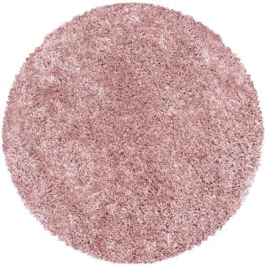 Tapis rond à poils longs doux rose 120x120cm