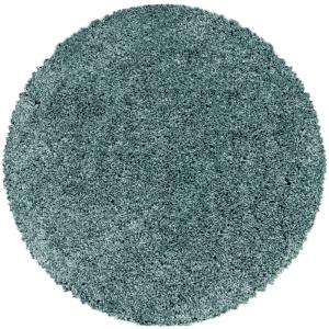 Tapis rond à poils longs doux turquoise 120x120cm