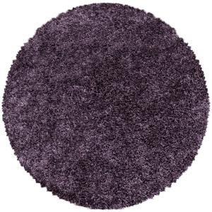 Tapis rond à poils longs doux violet 120x120cm