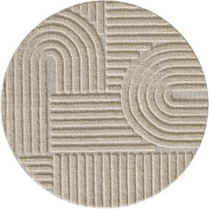 Tapis rond à relief géométriques Beige 80x80cm