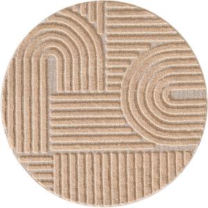 Tapis rond à relief géométriques Rose 120x120cm