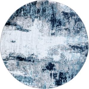 Tapis Rond Abstrait Moderne Bleu/Blanc/Gris Ø 160