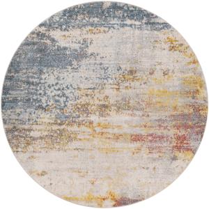 Tapis Rond Abstrait Moderne Multicolore/Orange Ø 160