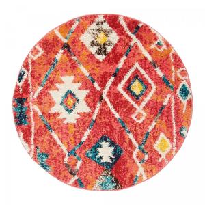 Tapis rond berbère, idéal pour un salon, rouge Ø160cm
