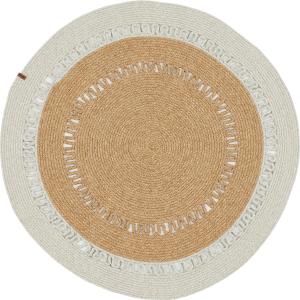 Tapis rond bicolore aspect jute fait main motif découpé gri…