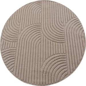 Tapis Rond bouclés à relief ARCH Beige 120x120cm