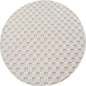 Tapis Rond bouclés à relief DAMIER Crème 80x80cm