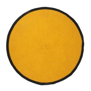 Tapis rond coton moutarde bord noir D120cm