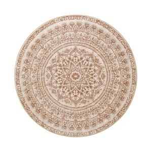 Tapis rond de 120 cm de diamètre style bohème beige cappucc…