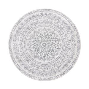 Tapis rond de 120 cm de diamètre style bohème gris tourtere…