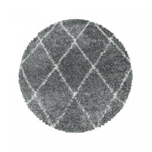 Tapis rond de style géométrique gris et blanc 120x120cm