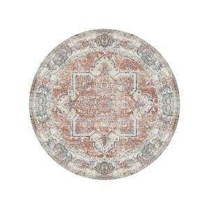 Tapis rond en chenille orange et bleu orange / bleu D200 cm