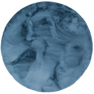Tapis rond en fausse fourrure bleu 120x120 cm