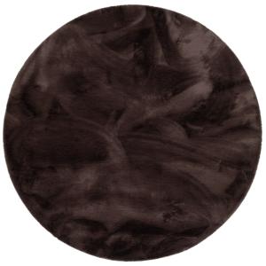Tapis rond en fausse fourrure brun foncé 120x120 cm