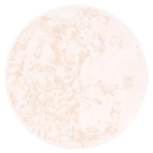 Tapis rond en fausse fourrure crème 160x160 cm
