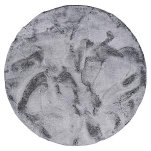 Tapis rond en fausse fourrure gris tacheté 80x80 cm