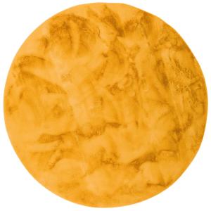 Tapis rond en fausse fourrure jaune curry 80x80 cm