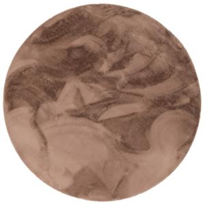 Tapis rond en fausse fourrure marron 80x80 cm