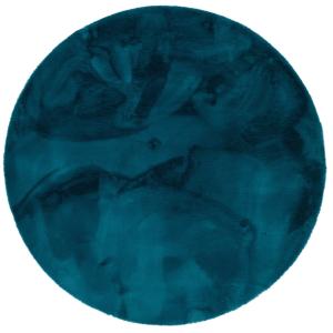 Tapis rond en fausse fourrure pétrole 120x120 cm