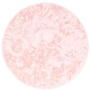 Tapis rond en fausse fourrure rose 80x80 cm