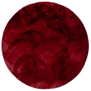 Tapis rond en fausse fourrure rouge 160x160 cm