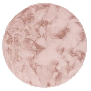 Tapis rond en fausse fourrure vieux rose 80x80 cm